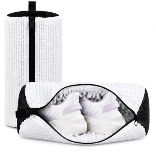 Shoe Washing Machine Bag – 2 Pcs Reusable Laundry Shoe Bag, 360° Deep Cleaning Sneaker Washing Bag, Durable Mesh Net with Zipper Protection, Fits All Shoe Types & Sizes (White, 14.8 × 7.4 Inches) - color: 2PCS White