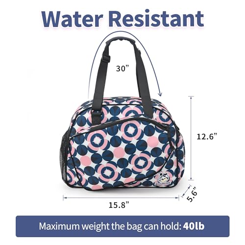 Boulder Bee Pickleball Tote Bag for Women with Paddle Holder - color: Dark blue and pink