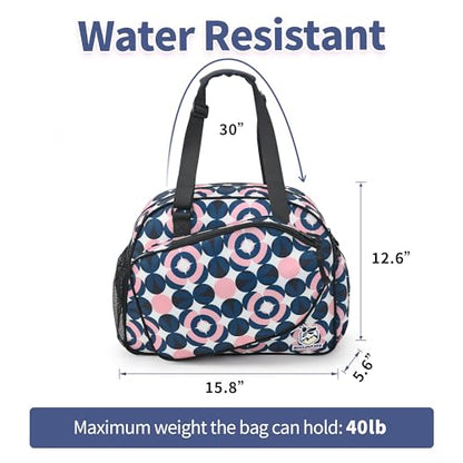 Boulder Bee Pickleball Tote Bag for Women with Paddle Holder - color: Dark blue and pink