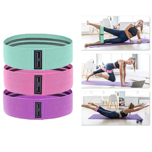 Hip Resistance Bands Set of 3, Fabric Loop Bands for Glutes, Legs and Squats, Light Medium Heavy, 15-45 lbs