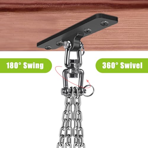 Dolibest Heavy Duty Boxing Punching Bag Chain,Wall Mount Ceiling Hooks 360° Rotation Wood Beam Holder for Boxing& MMA,Wood Beam Holder with 4 Chains and 4 Carabiners,4 Wood Screws for Wooden Sets - color: Heavy Bag Hanger With Chain