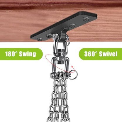 Dolibest Heavy Duty Boxing Punching Bag Chain,Wall Mount Ceiling Hooks 360° Rotation Wood Beam Holder for Boxing& MMA,Wood Beam Holder with 4 Chains and 4 Carabiners,4 Wood Screws for Wooden Sets - color: Heavy Bag Hanger With Chain
