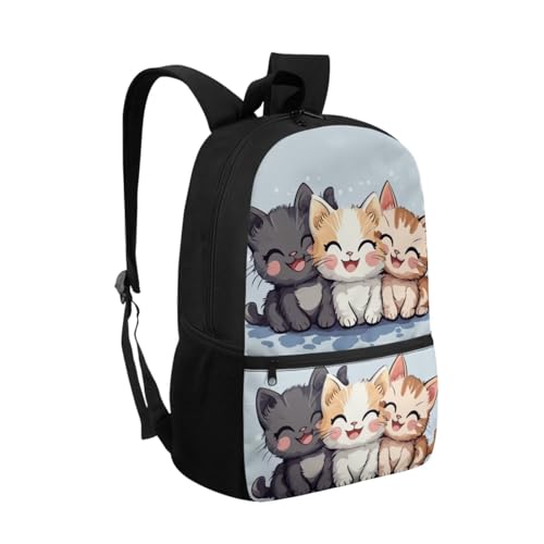 ZOUTAIRONG Cute Cat School Bag and Insulated Water Bottle, School Bags for Girls Boys 7-10/10-12/12-16, Casual Backpack with Side Pockets - color: Cute Cat