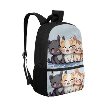 ZOUTAIRONG Cute Cat School Bag and Insulated Water Bottle, School Bags for Girls Boys 7-10/10-12/12-16, Casual Backpack with Side Pockets - color: Cute Cat