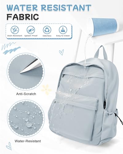 BJLFS Light Blue Backpack for School Women Girls, Waterproof Bookbag Cute High School Backpacks for Men Teen Boys, Lightweight Travel College Backpack Mochilas Escolares para Casual Daypack Rucksack - color: Light Blue