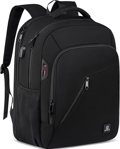 CAFELE Laptop Backpack 17.3 Inch Computer Backpack Daypack Water-Repellent Laptop Bag with USB Charging Port for Business/School/Travel/Women/Men (Black, 17.3 Inches) - color: Black