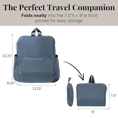 Baggallini Carryall Packable Backpack, Mist - color: Mist