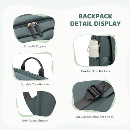 Hiking Travel Backpack for Women Casual Business Weekender Multilayer Laptop Bag,16 Inch,DarkGreen - color: A-darkgreen, size: 16 Inch