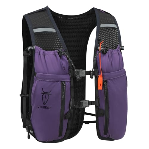 UTOBEST 10L Running Hydration Vest with 2L Bladder – Lightweight Trail Running Vest for Women & Men, Adjustable Marathon Backpack for Running - color: Purple (Vest Only), size: XL (Chest Size:40-45inch)