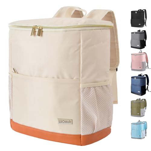 Insulated Cooler Backpack Outdoor - Leak Proof Backpack Cooler 30 Cans, Waterproof Lightweight Cooler Bag for 12h Hot/Cold Retention - Soft Cooler for Travel, Camping, Beach, Lunch - color: Creamy-White