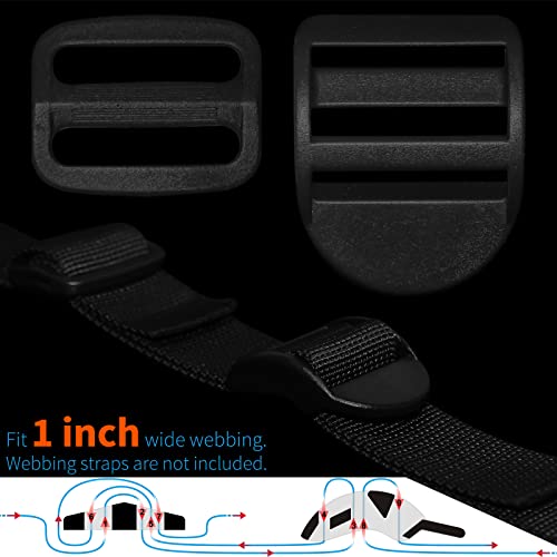 LASIGHT 4 Pack Slider Ladder Lock Buckle and Tri-glide Slide for 3/4", 1", 1-1/4", 1-1/2", 2" Webbing Strap - style: Fit 1" Webbing
