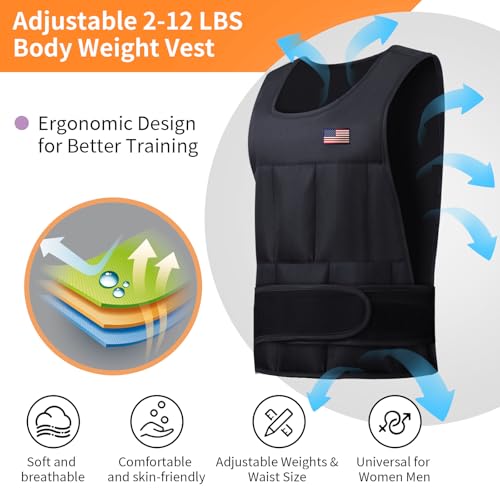 Wolliwa Adjustable Weighted Vest for Men Women,2-30 Lbs Adjustable Weighted Vest with Straps Womens Running Weight Vest for Walking Strength Training Fitness - size: Adjustable 2-12 Lbs