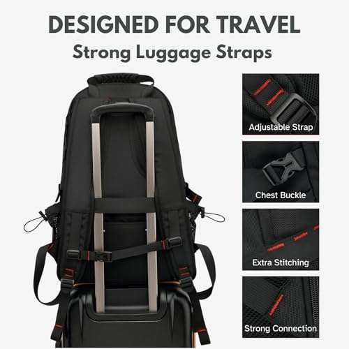 Large Laptop Backpack with Shoe Compartment, Waterproof Rucksack 15.6/17 Inch, Travel School Gym Work College Bags for Men (Black, XL(60L)) - size: XL(60L)