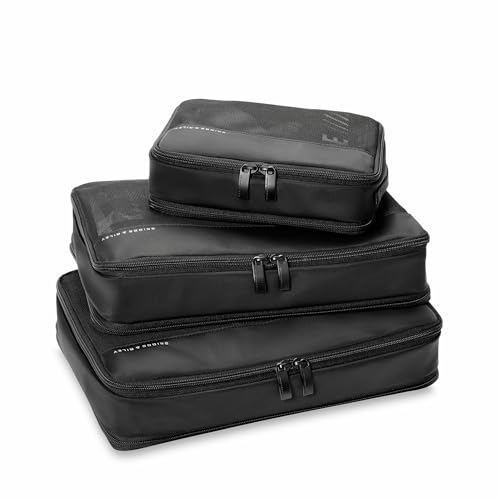 Briggs & Riley Carry On Compression Packing Cube Set - Bag Organizer for Suitcase & Luggage, Travel Essentials for Women & Men, Pack Accessories for Vacation, Maximize Storage Space - 3-Piece, Black - color: Black, size: Carry-On