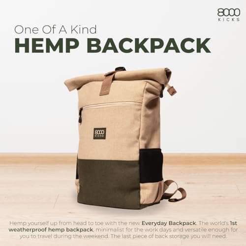 8000Kicks Everyday Hemp Backpack - Lightweight and Weatherproof Backpack for Work and Travel with Anti-theft pocket and Spacious Interior (Black and Red) - color: Beige and Red