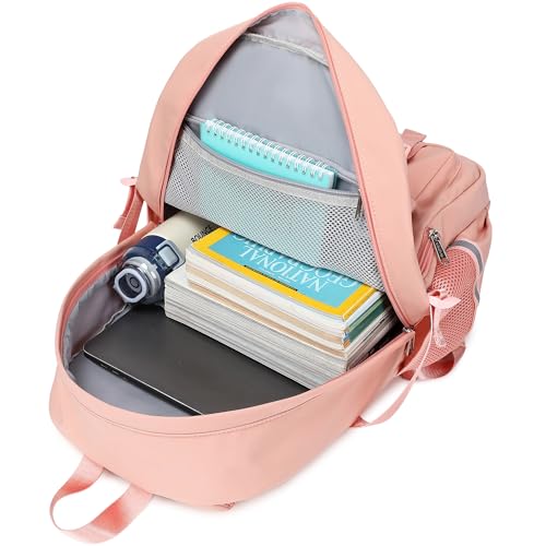 abshoo Big Student Laptop Backpack For College Women Middle High School Teen Girls Bookbag Travel Daypack (Peach Pink) - color: Peach Pink