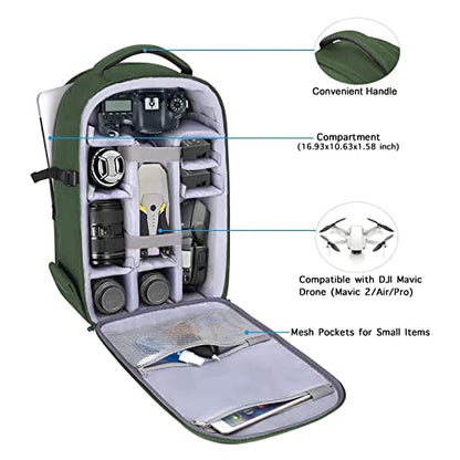 MOSISO Camera Backpack, DSLR/SLR/Mirrorless Photography Camera Bag 15-16 inch Waterproof Hardshell Case with Tripod Holder&Laptop Compartment Compatible with Canon/Nikon/Sony, Army Green - color: Army Green