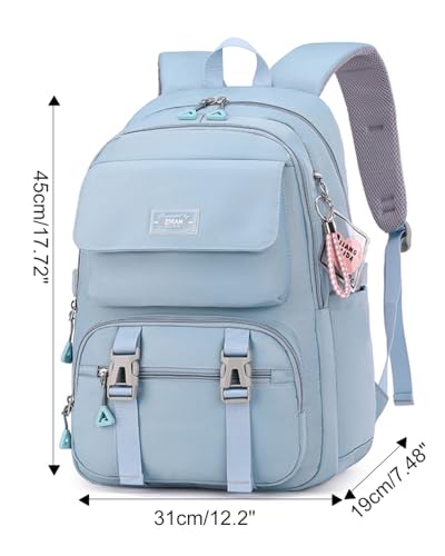 JiaYou Teen Girls Casual Backpack High Middle School Daypack Women Daily Travel Laptop Bag (2# Blue, 26 Liters) - color: 2# Blue