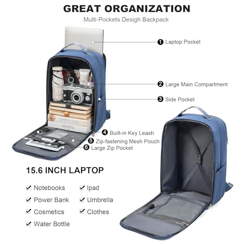 GAEKEAO Travel Backpack 15.6" Laptop Backpack for Men and Women Casual Daypack for Work Business Weekender College Cobalt Blue - color: Cobalt Blue