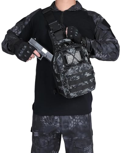 Tactical Sling Backpack Military Crossbody Bag Pack for Mens One Shoulder Holster Sling Bag 10L - color: Small Digital Black