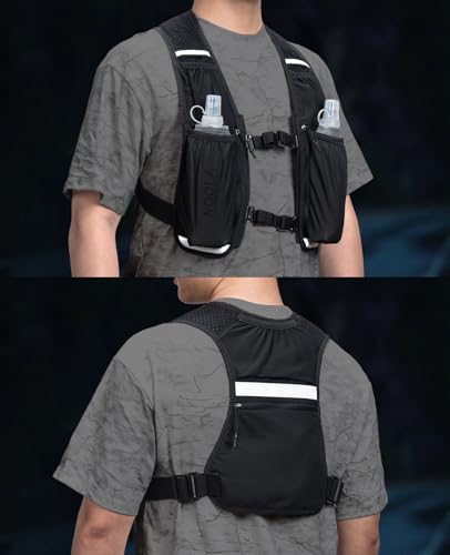 NOOLA Running Vest with Dual 500ml Soft Flask, Lightweight Hydration Vest for Women Men, Water Backpack with Adjustable Strap