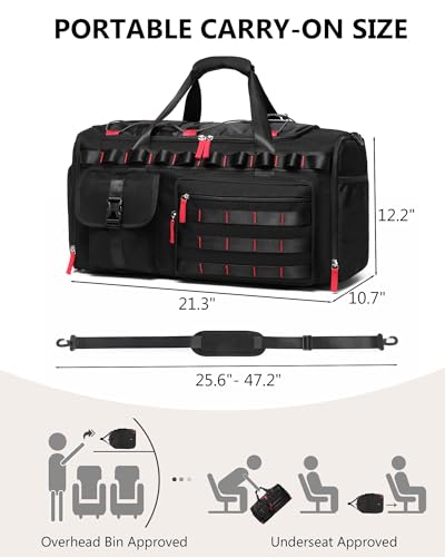 MCBD Gym Bags for Men & Women, 45L Travel Duffle Sports Backpack with Shoes & Laptop Compartment, Large Workout Carry On Bag Weekender Overnight Tote, Black - color: Black