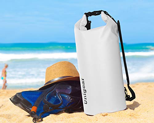 Unigear Dry Bag Waterproof, 2L/5L/10L/20L/30L/40L Floating and Lightweight Bags for Kayaking, Boating, Fishing, Swimming and Camping with Waterproof Phone Case - color: White, size: 2L