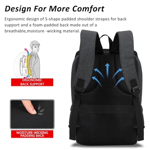 MAXTOP Laptop Backpack for Women Men College Bookbag Business Travel Backpack Anti-theft Water Resistant Computer Backpacks Fits 15.6 Inch Laptop - color: Grey Dark, size: 15.6 inch, style: Daypack Backpacks