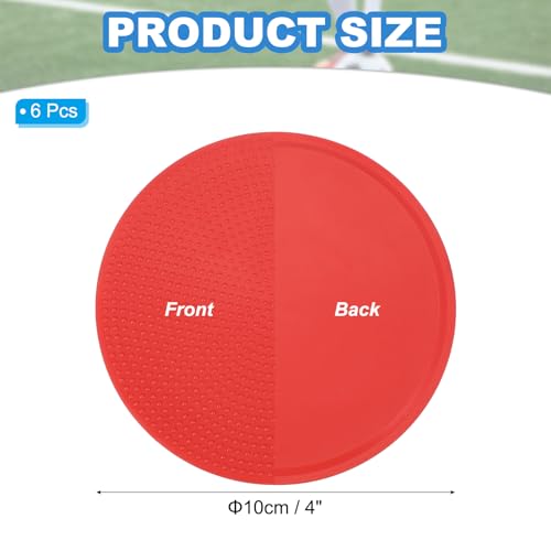 Spot Markers 4 Inch, 6 Pcs Non-Slip Floor Dots Agility Markers Flat Field Cones Poly Dots for Gym PE Speed Training Dance Soccer Basketball Sports, Red