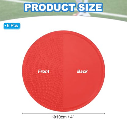Spot Markers 4 Inch, 6 Pcs Non-Slip Floor Dots Agility Markers Flat Field Cones Poly Dots for Gym PE Speed Training Dance Soccer Basketball Sports, Red
