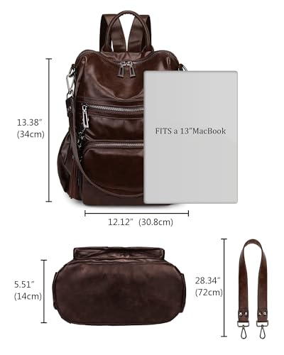 Uromee Backpack Purse for Women Vegan Leather Ladies Fashion Travel Tassel Shoulder Bag Convertible Coffee bag - color: 0243 Coffee 2