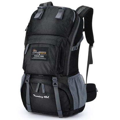 MOUNTAINTOP 40L Hiking Backpack Lightweight Travel Backpack for Men&Women Outdoor Camping Backpacking - color: 40l-sky Black