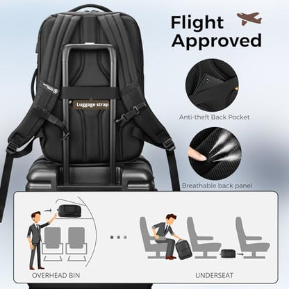 Swissdigital Design Travel Laptop Backpack 43L with USB Charging Port,TSA Friendly Flight Approved Carry-on Luggage Hand,Business Rucksack,Large Weekender Bag Fits 17 Inch Laptop Black | SD1748-01 - color: Black