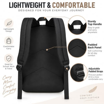 LOIDOU Girls Backpack for Kids Cute School Bookbag - color: Black With Pink, size: L-17"