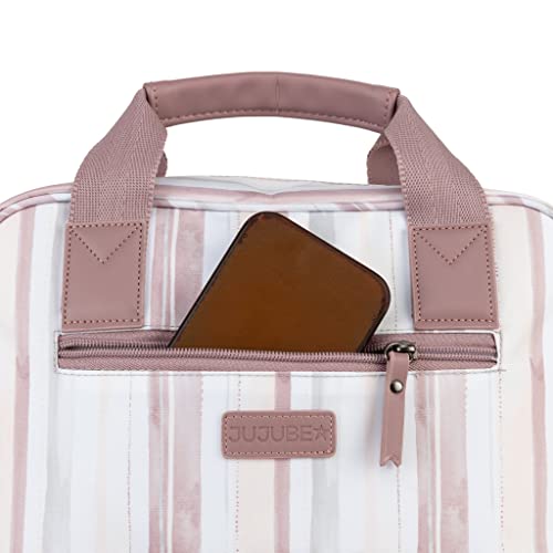 JuJuBe Nature Babe Diaper Bag Backpack with Portable Baby Changing Pad, Sustainable Multi-Function Bag for Bottles, Diapers, Made with 24 Recycled Plastic Bottles, Watercolor Stripe, Mother's Day Gift