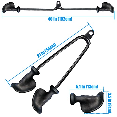 BLUSLM Ergonomic Tricep Rope Pulldown Attachments, Upgraded 27 32 40 & 47 Inch Extra Long Triceps Rope Cable Attachments for Gym, LAT Pull Down Bar for Cable Machine, Tricep Workout Cable Attachments - color: HAND ROPE-04