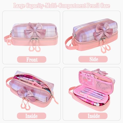 NSEQB Girls Backpack,Kids School Backpack With Lunch Box Pencil Case Set,Cute Childrens Schoolbag For Girls - color: Pink-2PCS