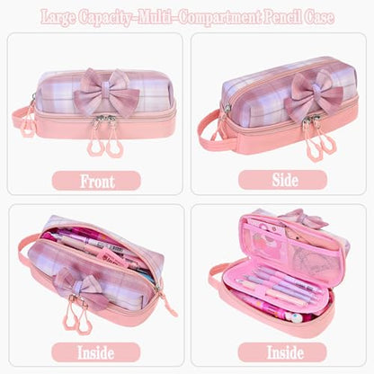 NSEQB Girls Backpack,Kids School Backpack With Lunch Box Pencil Case Set,Cute Childrens Schoolbag For Girls - color: Pink-2PCS
