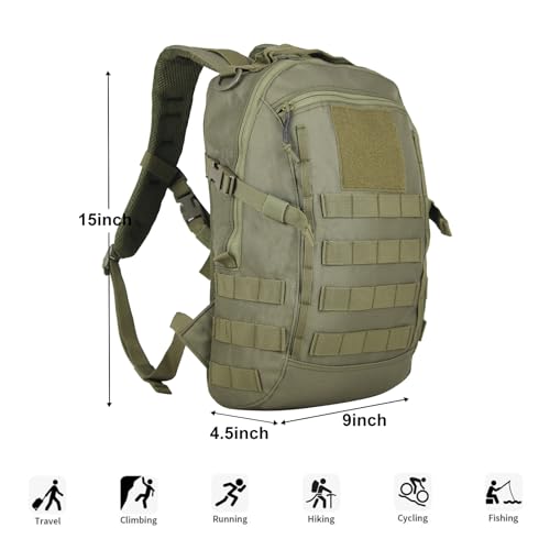 Small Tactical Backpack Military Daypack 12L Molle Bag Rucksack Army Daypack for Outdoor,Hiking,Camping,Travel (Green) - color: Green
