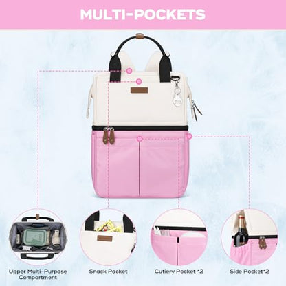 Maelstrom Cooler Backpack, 36 Cans Insulated Backpack Cooler, Soft Leakproof Double Deck Cooler Bag, Lightweight Lunch Backpack for Men & Women,Perfect for Beach Travel, Camping & Work-Beige Pink | 36 Can,Keeps Food Cold For 16h,Ergonomic, Lightweight. Pe