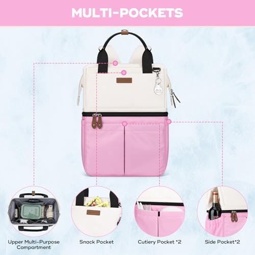 Maelstrom Cooler Backpack, 36 Cans Insulated Backpack Cooler, Soft Leakproof Double Deck Cooler Bag, Lightweight Lunch Backpack for Men & Women,Perfect for Beach Travel, Camping & Work-Beige Pink | 36 Can,Keeps Food Cold For 16h,Ergonomic, Lightweight. Pe