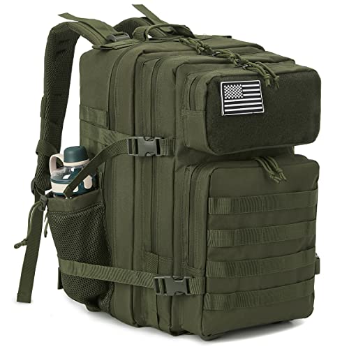 QT&QY 25L/45L Military Tactical Backpack For Men Molle Daypack 3 Day Bug Out Bag Hiking Rucksack With Bottle Holder - color: 45l 1.0 Green
