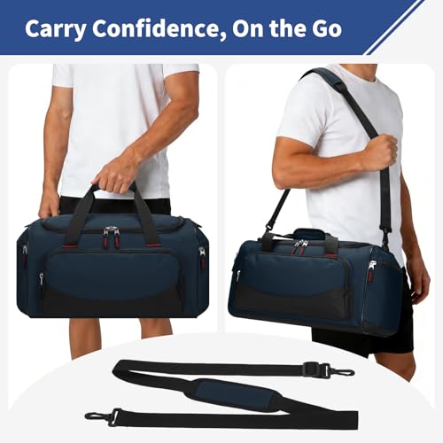 30L Gym Sport Duffle Bag - 17 inch Carry on Weekender Overnight Bag for Travel, Workout, Fitness (Navy Blue-30L) - color: Navy Blue