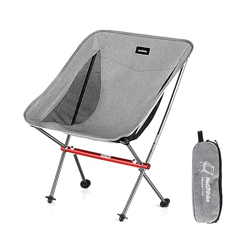 Naturehike Camping Chair, Foldable with Storage Bag, Outdoor Portable Chair for Adults, Lightweight, Supports 330lbs, Backpacking Chair for Fishing, Hiking, Beach, Lawn - color: Grey/M, size: Medium