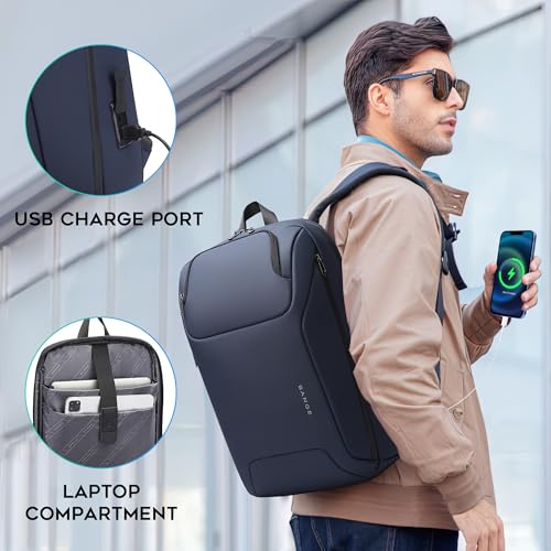 FUTURE AESTHEICS Business Laptop Backpack for Men,Women，15.6 Inch Water Resistant Travel smart Laptop Backpack Carry On Backpack with USB Charging Port，Large Business Work Durable Computer Bag, Blue - color: Blue