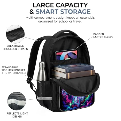 Astronaut Kids Backpack, Space Explorer Rainbow Galaxy School Bag with Reflective Strip, Lightweight Ergonomic Bookbag for Boys Girls Daily School Use, 17 Inch - color: Astronaut
