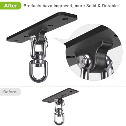 Dolibest Heavy Bag Hanger, Wall Ceiling Mount Hook 360° Rotation Wood Beam Holder Body Weight Strength Training Systems, Wood Beam Holder with Spring and 1 Carabiner, 5Wood Screws for Wooden Sets - color: Heavy Bag Hanger With Carabiner