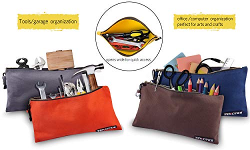 Canvas Tool Pouch Zipper Bag - 5 Pack Utility Bags Heavy Duty Metal Zippers Pouches with Carabiner, Multi Storage Organizer Clip on Tote Bags - color: 5 Pack