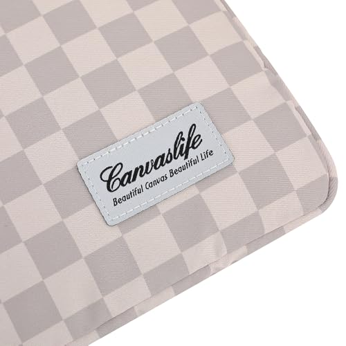 Canvaslife Neutral Checker Pattern Laptop Sleeve 15 Inch 15.6 Inch Waterproof Shockproof Laptop Bag Case with Front Pocket - color: Neutral Checker, size: 15 inch/15.6 inch