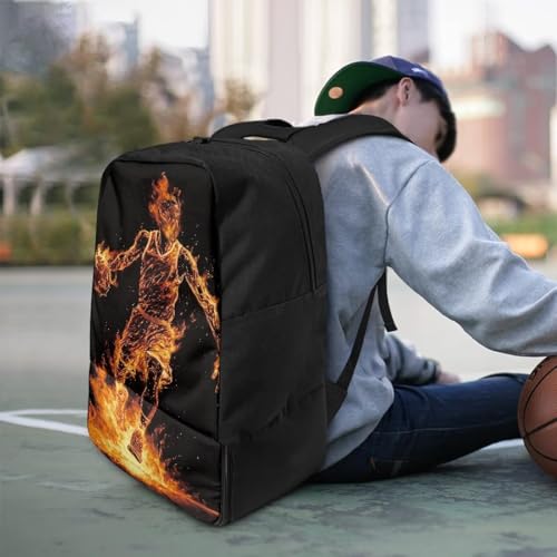 Basketball Backpack With Separate Ball Compartment And Shoes Fit Basketball Volleyball Football - color: Flame Basketball